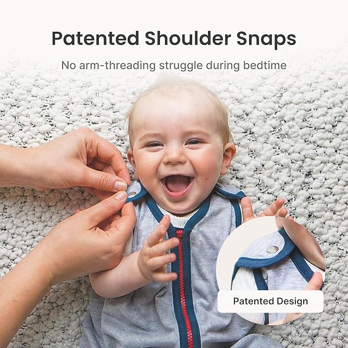 Baby Deedee Sleep Nest Lite - Baby Sleep Sack 0.6 TOG 0-6 Months, Sleeping Bag with Soft Cotton & Patented Shoulder Snaps, Newborn Wearable Blanket for Boys & Girls, Teal Elephant
