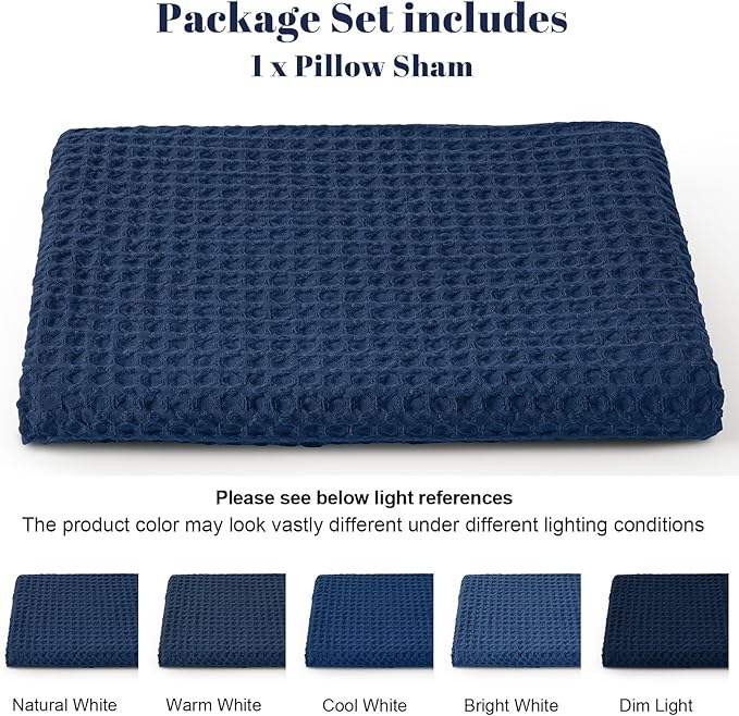 PHF Ultra Soft Waffle Weave Body Pillowcase with Zipper, No Insert, 1Pack 20" x 54" Pillow Sham, Breathable & Skin-Friendly Body Pillow case, Stylish Decorative Bed Pillow Cover, Navy Blue/Dark Blue