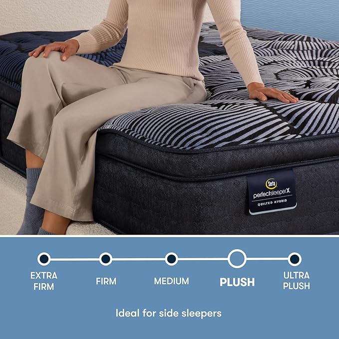 Serta Perfect Sleeper X - Max 15" Plush Pillow Top Cal King Quilted Hybrid Mattress - 5 Support Zones and Cooling Tech for a Restorative Sleep - 100 Night Trial, CertiPUR-US Certified