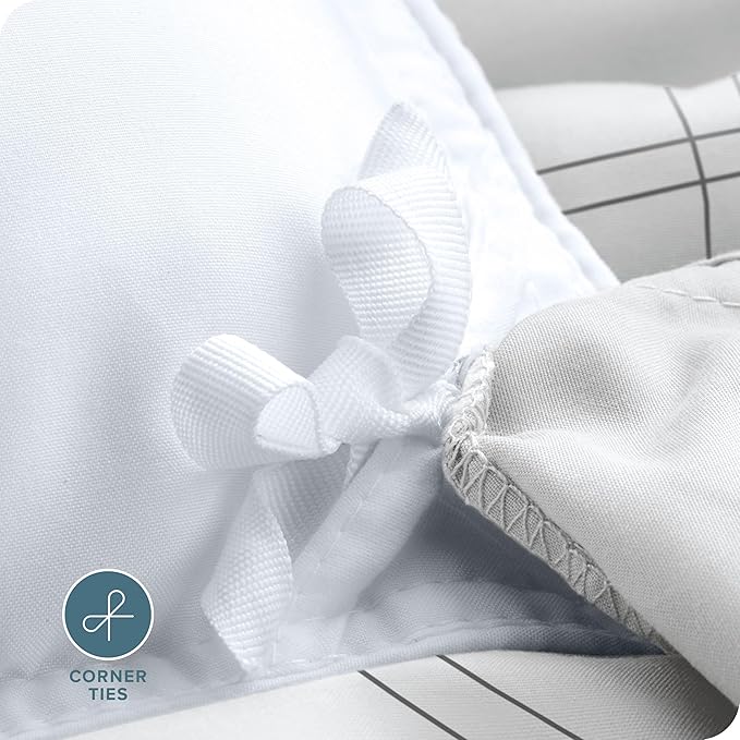Bare Home Duvet Cover - Full Size Bedding Set - Premium 1800 Super Soft Collection - Lightweight, Cooling - Soft Breathable Duvet Cover (Full, Modern Plaid - White/Grey)