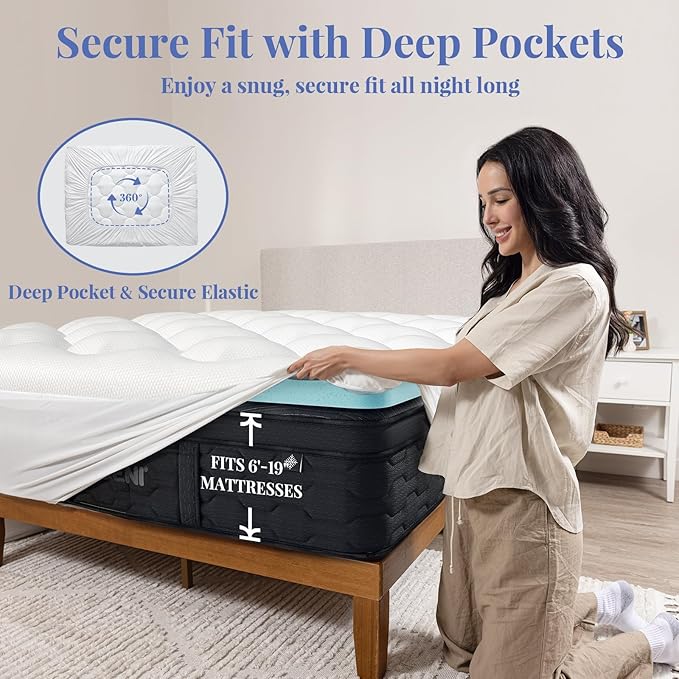 OhGeni Cooling 4 inch Dual Layer Twin XL Mattress Topper 2 Pack for College Dorm Room Essentials, 2 inch Gel Memory Foam, 2 inch Down Alternative Pillow Top Pad, Mattresses Cover for Bed, Deep Pocket