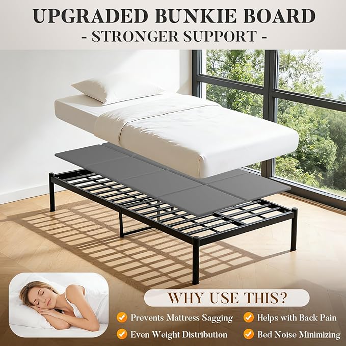 Premium Bunkie Board Twin Size (38" x 75") – High Density Mattress Support, Helps Reduce Sagging, Low Profile, Non-Slip, Moisture-Resistant, for Daybed Platform & Slatted Bed Frames