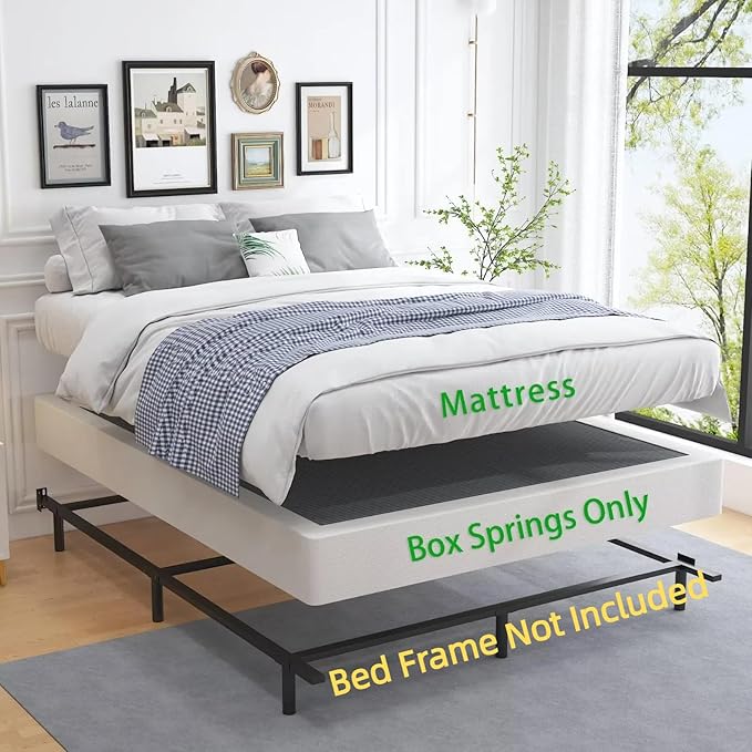 ALDRICH Box Springs Full 9 Inch, Heavy Duty Metal Frame Mattress Foundation with Easy Clean Cover, Noise Free, Easy Assembly