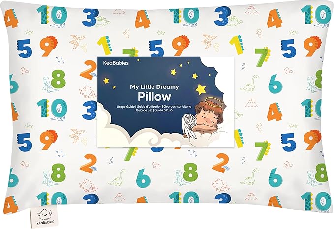 Toddler Pillow with Pillowcase - 13x18 My Little Dreamy Kids Travel Bed Pillows for Sleeping, Organic Cotton Small Pillowcase, Soft & Breathable, Machine Washable, Toddlers 2-5 years old (Dino123)