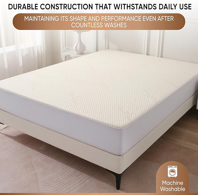 Luxury Waterproof Organic Mattress Protector Full Size - Organic Cotton Breathable Mattress Pad Cover - Premium 380 GSM 3D Air Fabric - Deep Pocket - Jersey Cotton Skirt - Fitted Design
