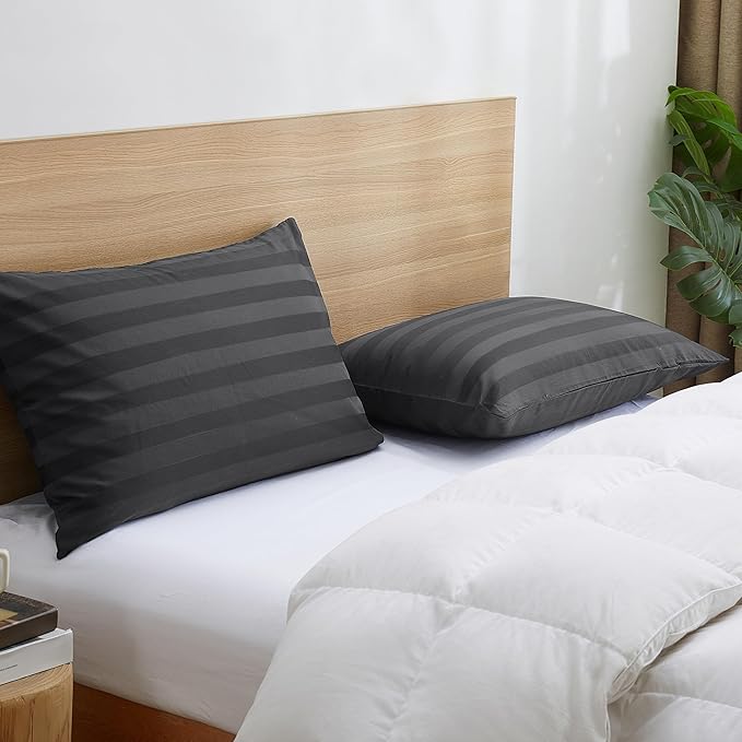100% Cotton Classic Pillow Protectors with Invisible Zipper, 600 Thread Count Sateen Weave Soft and Breathable Pillow Cases, Protect Pillows from Dirt, Dust and Debris (King, 20"x36", Set of 2)