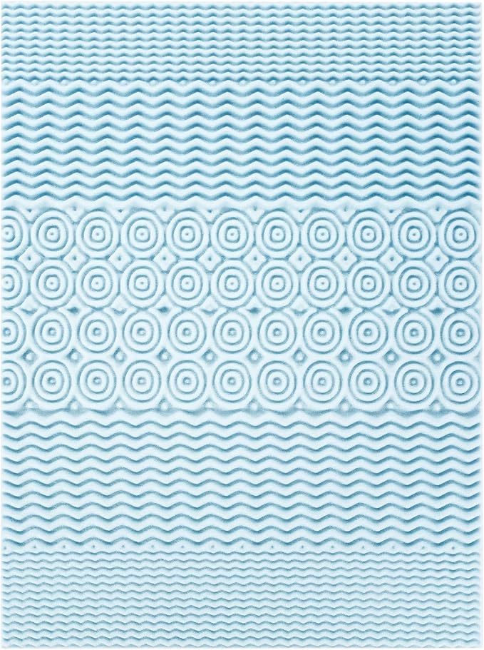 Mellow 4 Inch 5-Zone Memory Foam Mattress Topper, Cooling Gel Infusion, Dorm Essentials, Twin XL Blue