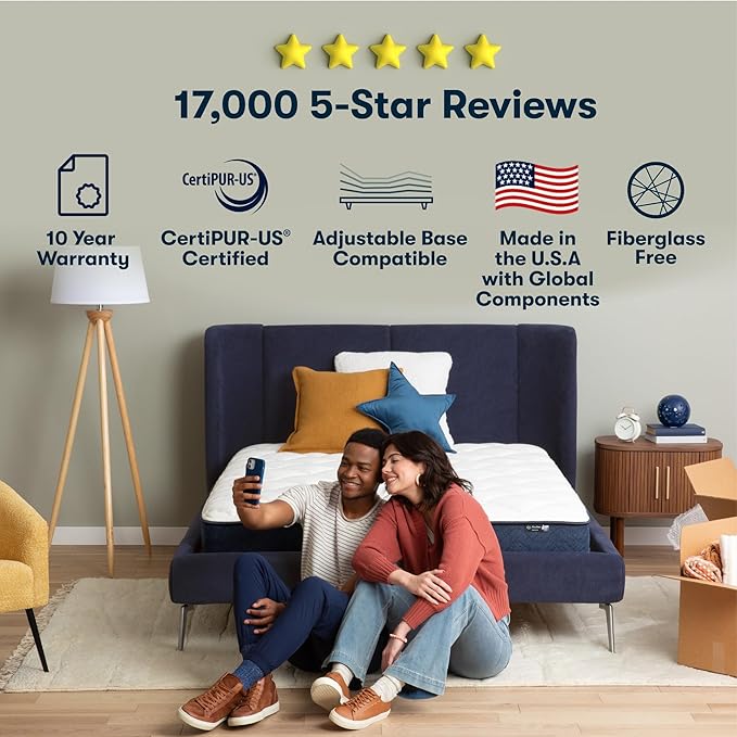 Serta Five Star Mattress Tranquility 16-Inch Plush Pillow Top – Full – Zoned Support, Pressure Relief, Cooling Comfort – Made in USA – Bed-in-a-Box – 100 Night Trial, 10-Year Limited Warranty