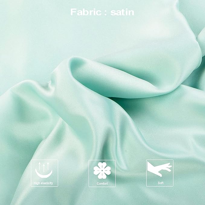 NTBAY Zippered Satin Pillow Cases for Hair and Skin, Luxury King Hidden Zipper Pillowcases Set of 2, 20x36 Inches, Cyan