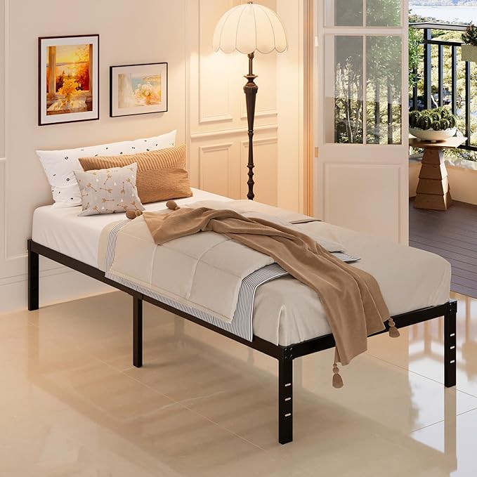 Maenizi XL Twin Bed Frame No Box Spring Needed, 12 Inch Heavy Duty Metal Twin XL Platform Bed Frame Support Up to 2500 lbs, Easy Assembly, Noise Free, Black