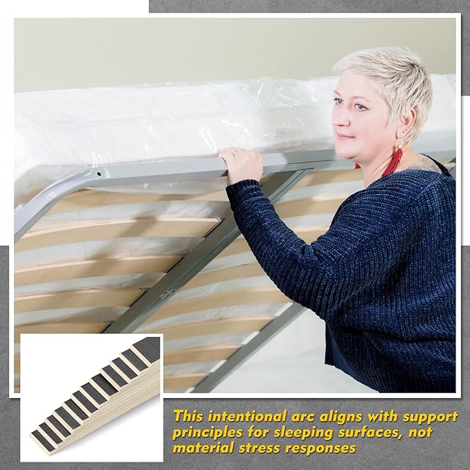 Threehoney 12 Pack Wooden Bed Slats Replacement 39.3" L x 2.08" W x 0.33" H Arc Solid Wood Mattress Support for Bed Frame Sofa Foundation Platform Repair, Easy Assembly No Tool Required (Waterproof)