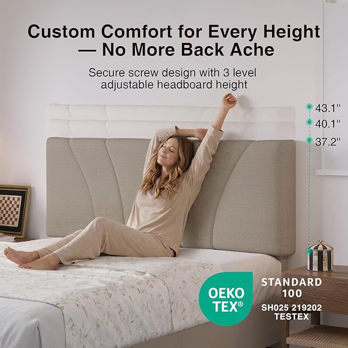 Novilla Queen Bed Frame with Drawers, Queen Bed Frame with Headboard, LED Bed Frame Queen Size, Charging Station and Adjustable Headboard Bed Frame Queen Size, No Box Spring Needed, Beige