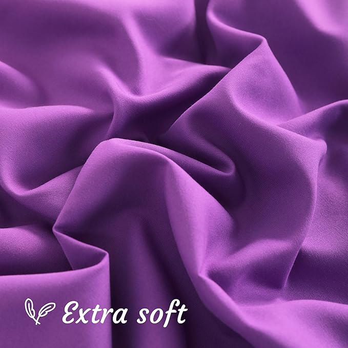 NTBAY Body Pillow Cases Set of 2, 2 Pack Brushed Microfiber Pillow Cases, Soft, Wrinkle, Fade, Stain Resistant Pillow Cases with Envelope Closure, 20x54 Inches, Purple