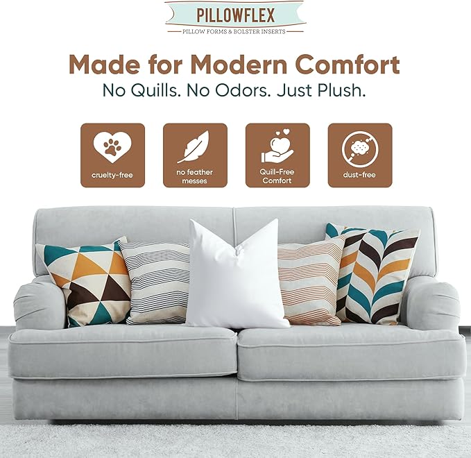 Pillowflex Synthetic Down Pillow Insert - 11x11 Down Alternative, Ultra Soft, Small Sham Bed Sleeping Pillow - 1 Decorative Accent Form