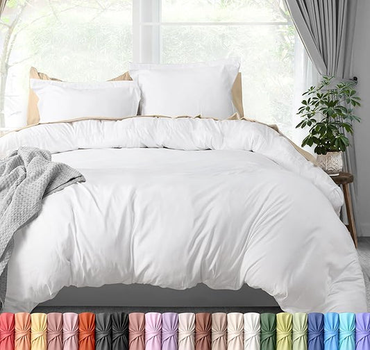Utopia Bedding Duvet Cover Full Size - 3 Piece with Zipper Closure - 1 Comforter Cover 80X90 Inches & 2 Pillow Shams 20X26 Inches (White) Comforter Not Included