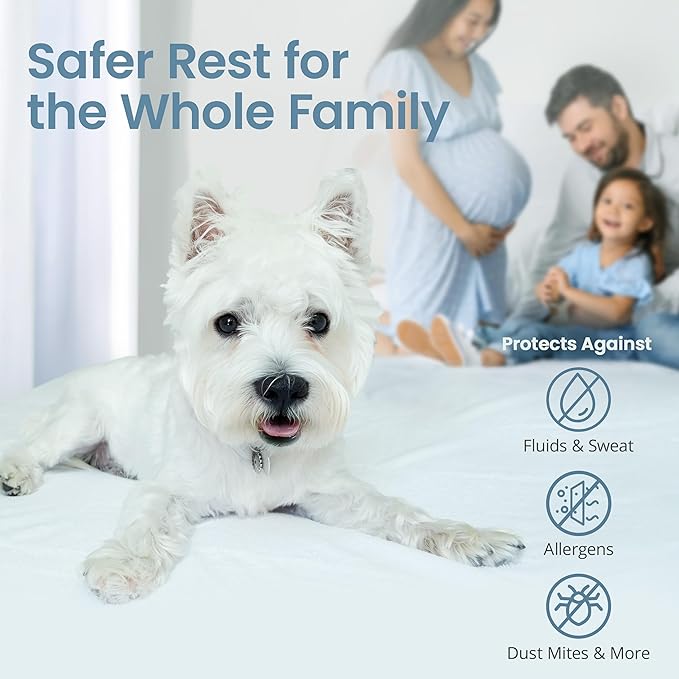 SafeRest Zippered Mattress Protector - Premium 12-15 Inch Waterproof Mattress Cover for Bed - Breathable, Noiseless Washable Mattress Encasement - King
