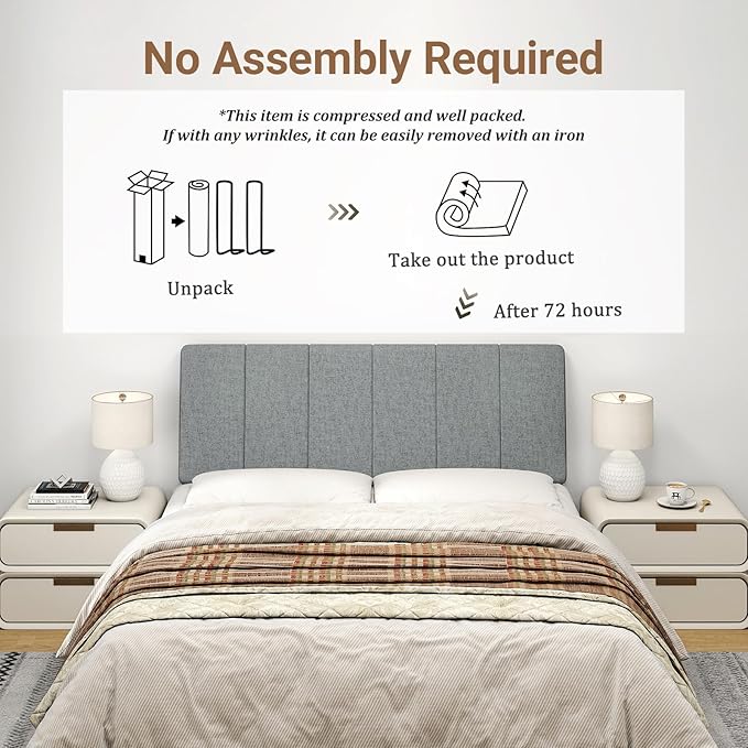 Full Size Headboard Only-No Assembly, Upholstered Headboard Full Size Linen Fabric Modern Style Headboards Extra-Thick, Dark Gray