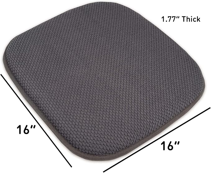 Sweet Home Collection Cushion Memory Foam Chair Pads Honeycomb Nonslip Back Seat Cover 16" x 16" 6 Pack Charcoal Gray