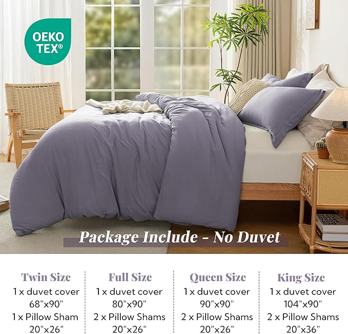 MILDLY Super Soft Duvet Cover 2pcs - 100% Washed Microfiber Twin/Twin XL Comforter Cover Set with Zipper Closure & Corner Ties (No Comforter)