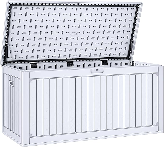 YITAHOME 320 Gallon Double-Wall Deck Box with Divider & Side Handles, Outdoor Large Storage for Patio Furniture Cushions, Garden Pool Accessories, Water Resistant & Lockable
