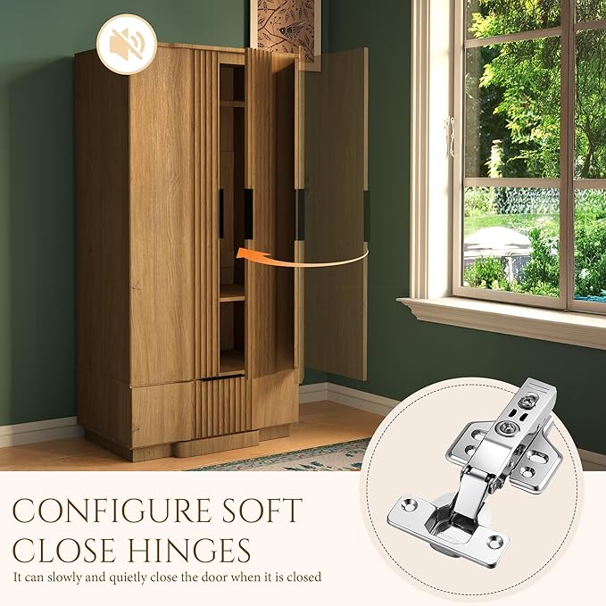Yechen 67" Fluted Armoire Wardrobe Closet Set of 2 with Doors and Drawer, Wooden Wardrobe Closet Cabinet with Adjustable Shelve, Modern Small Armoires Storage Clothes, Coats for Bedroom, Natural, 2pcs