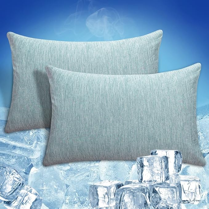 CHOSHOME Cooling Pillow Cases Zipper Pillow Covers Q-Max > 0.45 Zippered Pillowcases for Hot Sleepers, Soft, Breathable, Skin-Friendly, 2 Pack (King, 20"x36", Green)