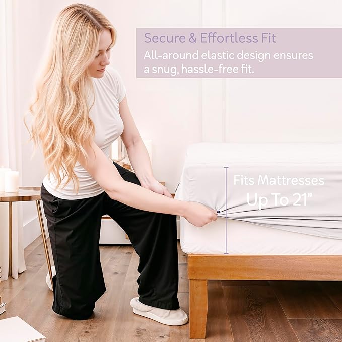 Hearth & Harbor King Size Quilted Fitted Mattress Pad Cover, 100% Waterproof Mattress Protectors, Deep Pocket Fitted Mattress Cover 8" - 21" (78" x 80", White)