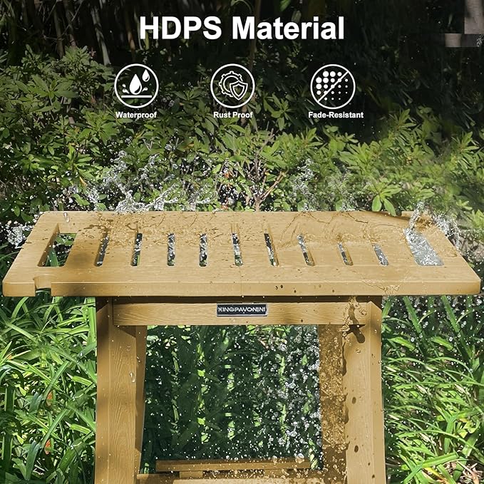 KingPavonini HDPS Shower Benches for Inside Shower to Sit on, Waterproof Shower Stool for Shaving Legs, Heavy Duty 450LBS Shower Seat with Storage Shelf, Shower Chair for Bathroom/Indoor/Outdoor Use