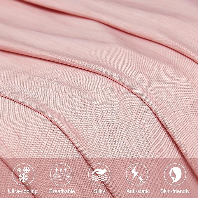 Elegear Cooling Pillow Cases for Hot Sleepers, Japanese Q-Max 0.5 Cooling Pillowcases, Both Sides(Cooling/Cotton), Breathable Soft Pillowcase for Hair and Skin, Set of 2-Pink (Queen (20'' x 30''))