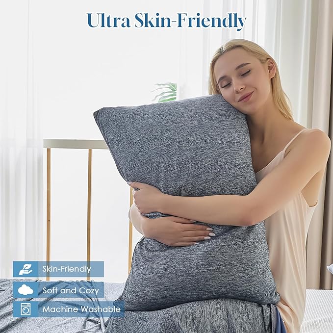 CHOSHOME Cooling Pillow Cases Zipper Pillow Covers Q-Max > 0.45 Zippered Pillowcases for Hot Sleepers, Soft, Breathable, Skin-Friendly, 2 Pack (King, 20"x36", Navy Blue)