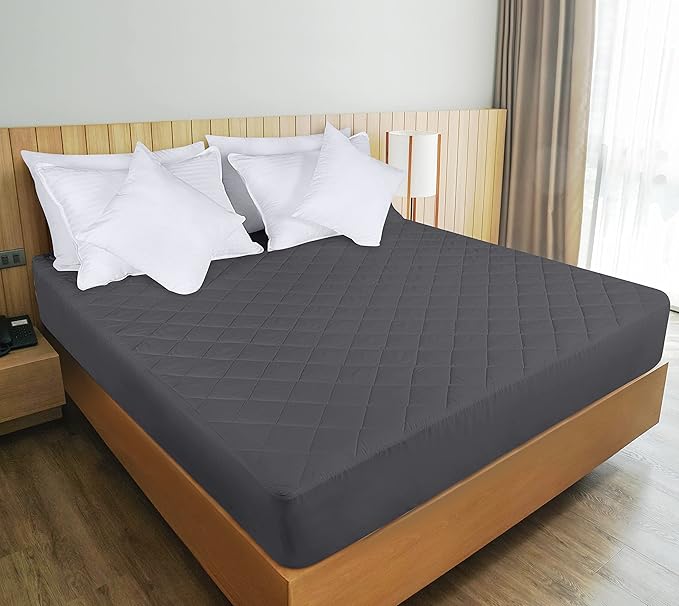 Utopia Bedding Quilted Fitted Mattress Pad, King Size, Elastic Fitted Mattress Topper Protector and Cover with Deep Pocket Stretches up to 16 Inches, Machine Washable (Grey)