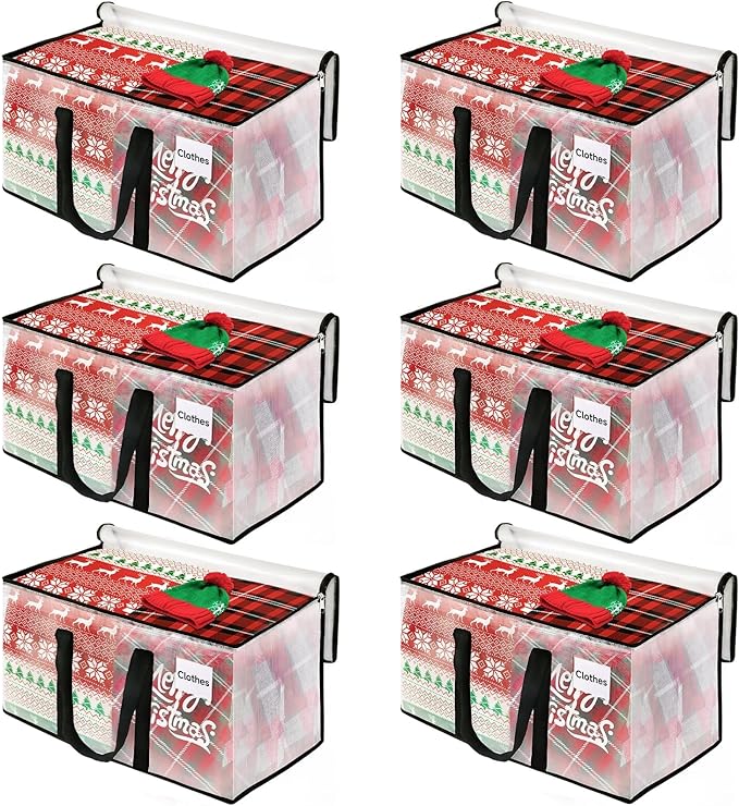 BlissTotes Moving Bags, 93L 6-Pack Storage Bags, Moving Box Heavy Duty Extra Large, Moving Totes with Zipper, Large Packing Bag with Reinforced Handles, Boxes for Packaging Moving