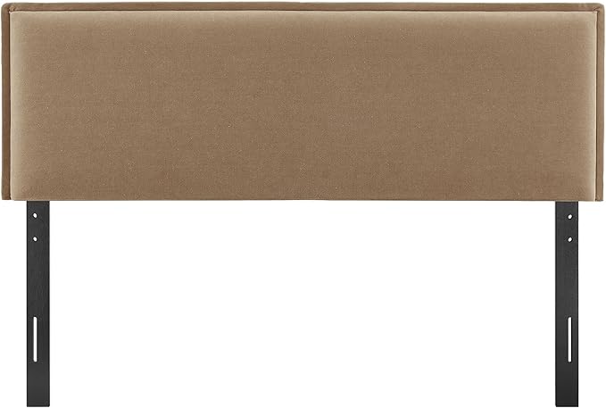 Modway Camille Full Size Upholstered Linen Blend Headboard with Removable Slipcover – in Almond - Padded Pillow Style Headboard with Adjustable Mounting for Full Beds