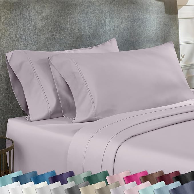 California Design Den Standard Queen Size Pillowcase Set - 400 Thread Count, 100% Cotton Sateen, Set of 2 Pillow Covers, Soft and Breathable - Dusky Lavender Grey