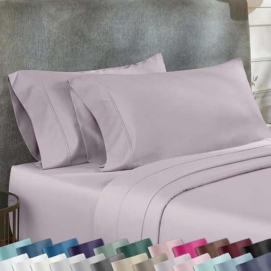 California Design Den King Size Pillowcase Set - 400 Thread Count, 100% Cotton Sateen, Set of 2 Pillow Covers, Soft and Breathable - Dusky Lavender Grey
