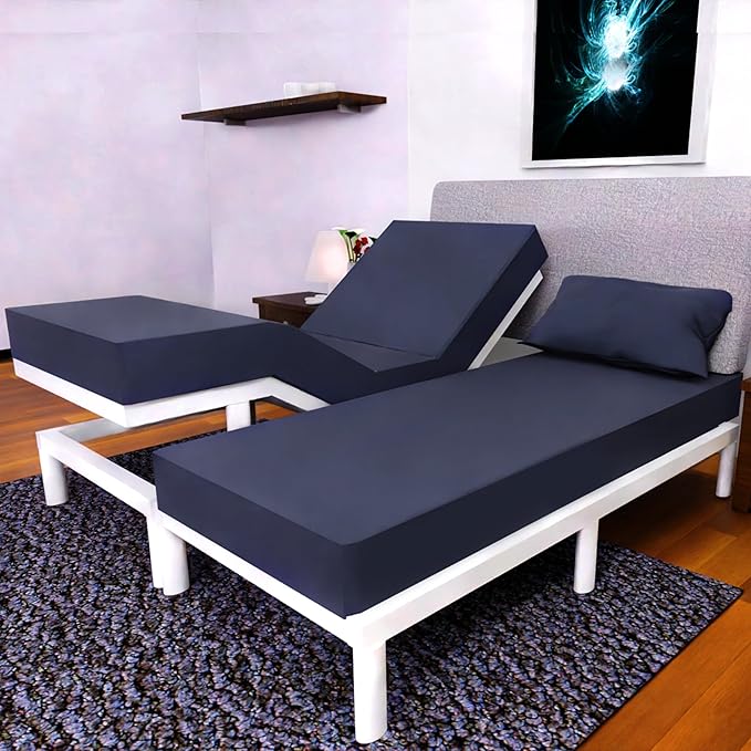 Split California King Sheets Sets - 5 Pcs Set - Cal King Split Adjustable Bed Sheets -Split California King Sheets Sets for Adjustable Bed -Split Cal King Sheets (Navy Blue)