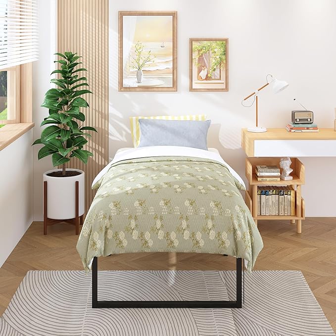 Lutown-Teen 18 Inch Twin Bed Frames Heavy Duty Metal Twin Platform Bed Frame No Box Spring Needed, Noise Free, Easy Assembly, Black
