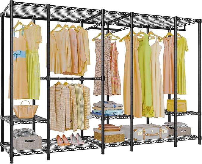 VIPEK V50 Heavy Duty Clothes Rack, Extra Large Freestanding Garment Rack with Adjustable Shelves, Open Closet Storage System for Bedroom, Reach-in/Walk-in Closet, 1300 lbs Capacity, Black