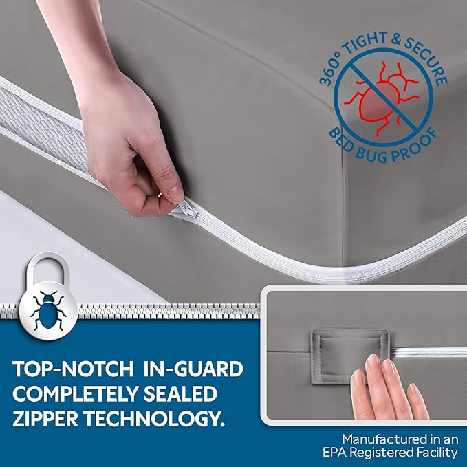 Guardmax Queen Mattress Encasement with Zipper, Waterproof, Bed Bug Proof, and Dust Mite Proof Mattress Protector for Queen Size Bed up to 12" Deep, Zippered All Around Jersey Knitted Mattress Cover