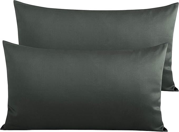 NTBAY Egyptian Cotton King Pillowcases - Set of 2, 500 Thread Count Cotton Pillowcases - Soft and Breathable Envelope Closure Pillow Cases - 20x36 Pillow Covers for Bed, Charcoal Grey