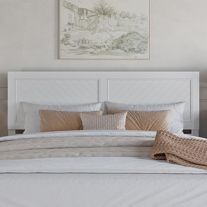 AFI, Canyon King Solid Wood Rustic Farmhouse Headboard, White