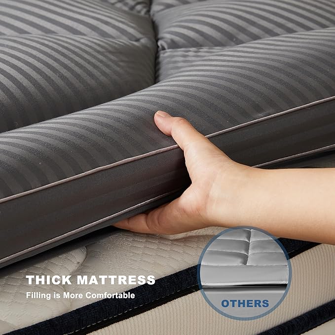 BEDLORE Full Mattress Topper, Thick Pillow Top Pad for Back Pain Relief, Cooling Soft Mattress Cover with Deep Pockets 6-15 inch