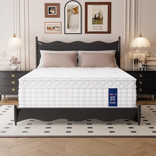 14 Inch Full XL Hybrid Mattress in a Box, Plush Mattress with Gel Memory Foam & Individually Pocketed Springs, Pressure Relief & Motion Isolation, CertiPUR-US Certified, 100-Night Sleep Trial