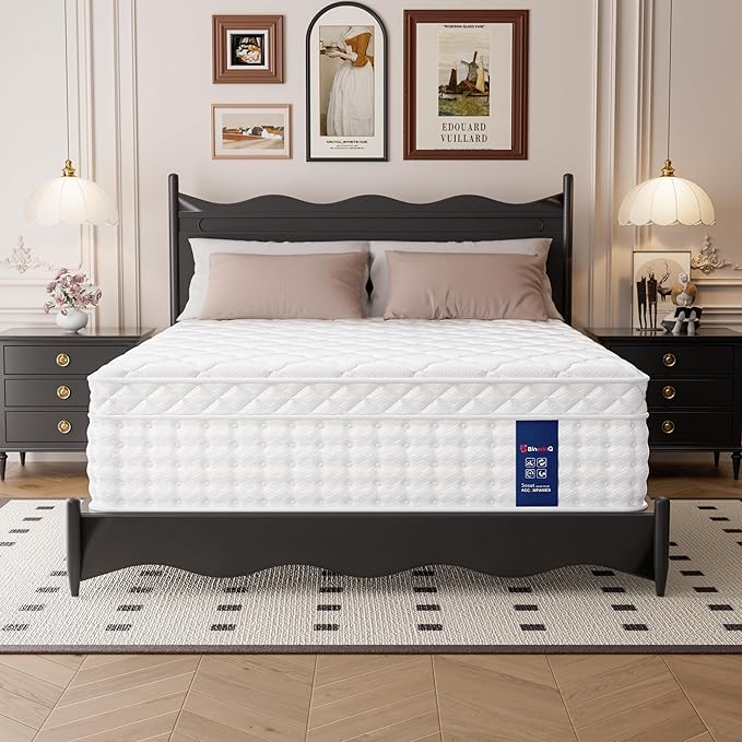 12 Inch Full Size Hybrid Mattress in a Box, Plush Mattress with Memory Foam & Individually Pocketed Springs, Zoned Support, Pressure Relief & Comfort Sleep, CertiPUR-US Certified