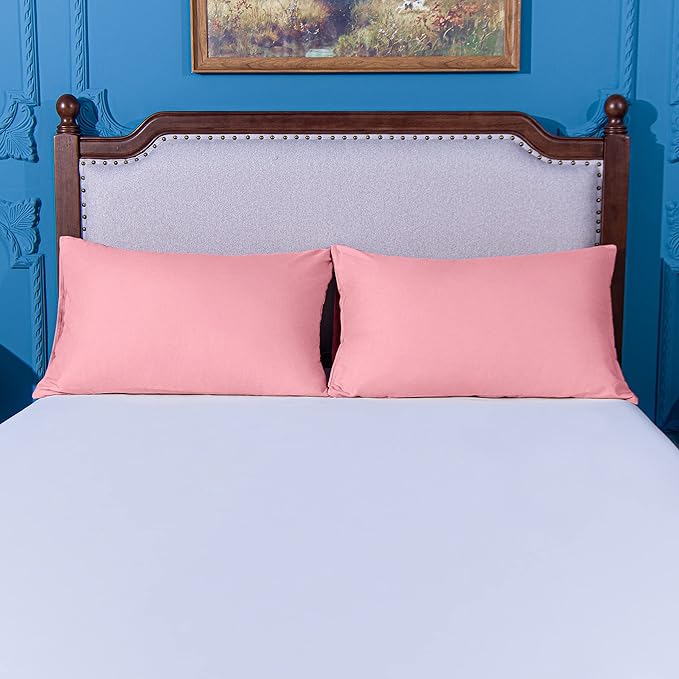 NTBAY King Pillowcase Set - 2 Pack Brushed Microfiber 20x40 Pillowcases - Soft, Wrinkle-Free, Fade-Resistant, Stain-Resistant, Pink Pillowcases with Envelope Closure - 20x40 Inches, Pink