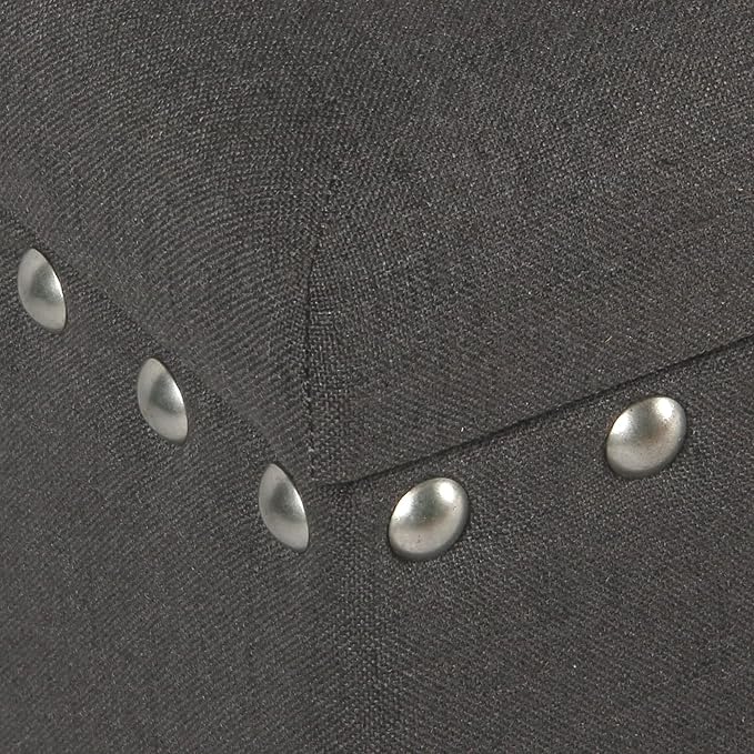 HomePop Large Storage Bench with Nailhead Trim - Charcoal
