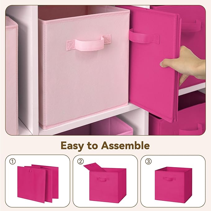 GRANNY SAYS Cube Storage Bins, 13x13 Cube Storage Organizer, Fabric Collapsible Storage Bins with Handle, Storage Cubes for Shelves, Closet, Pink Gradient, 6-Pack