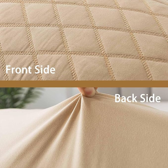 WhatsBedding Memory Foam Body Pillow for Adults, Long Pillow for Sleeping, Full Body Pillow for Bed - Dark Beige Quilted