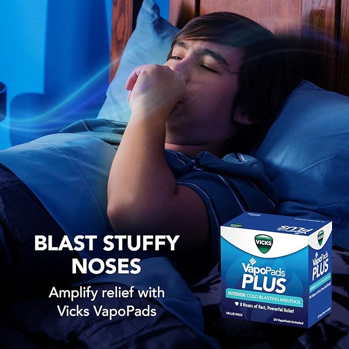 Vicks VapoPads Plus with Intense Cold Blasting Menthol - Vapor Pads Refill for Vicks Humidifiers and Steam Inhalers, Scent Pads for Congestion Relief, 20-Pack, Box Color May Vary