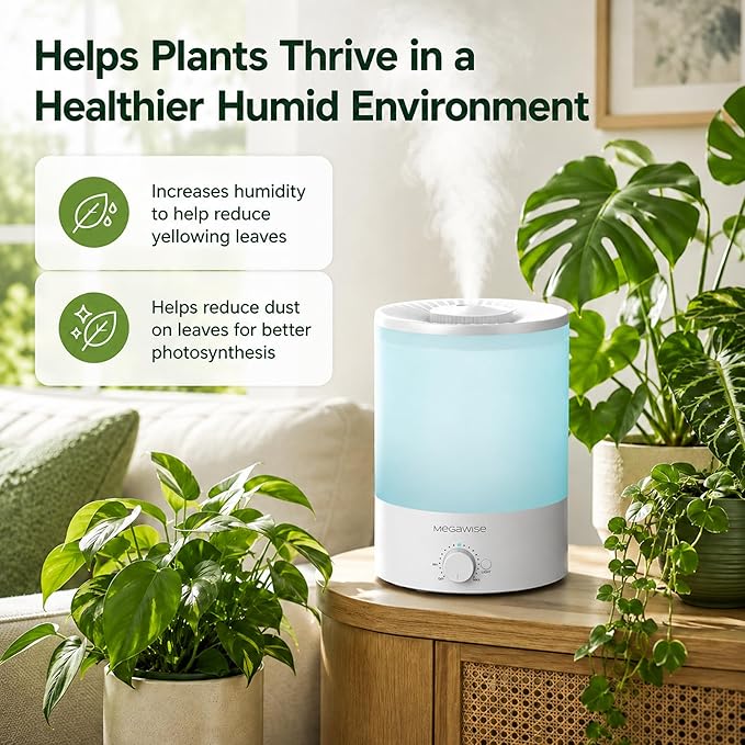 MEGAWISE 3.5L Cool Mist Humidifier with Top Refill, Large Capacity of 3.5L, Easy Safe and Convenient for Home + 7 Night light Colors